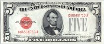 USA 5 Dollars Lincoln - 1928 E Red Seal