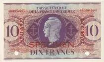 Guadalupe 10 Francs Marian - Cross of Lorraine - 1944 Specimen