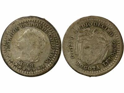 1/2 Silver Decimo - 1868 Bogota