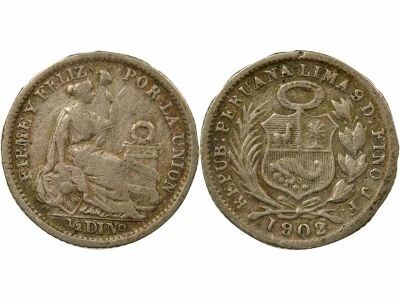 1/2 Silver Dinero - 1902/0 Lima