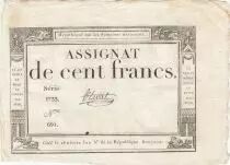 100 Francs - 18 Nivose An III - (07.01.1795) - Sign. Chevrot - Serial 1733
