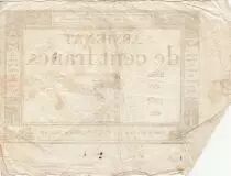 100 Francs - 18 Nivose An III - (07.01.1795) - Sign. Gautry - Serial 496
