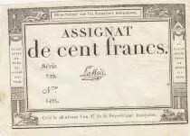 100 Francs - 18 Nivose An III - (07.01.1795) - Sign. Lassia - Serial 729