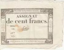 100 Francs - 18 Nivose An III - (07.01.1795) - Sign. Lassia - Serial 729