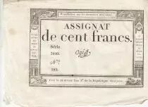 100 Francs - 18 Nivose An III - (07.01.1795) - Sign. Og&eacute; - Serial 3920
