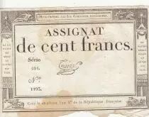 100 Francs - 18 Nivose An III - (07.01.1795) - Sign. Taizy - Serial 591