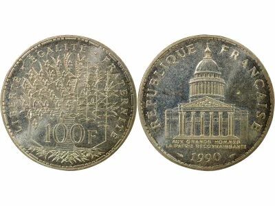 100 Silver Francs, Pantheon - 1990
