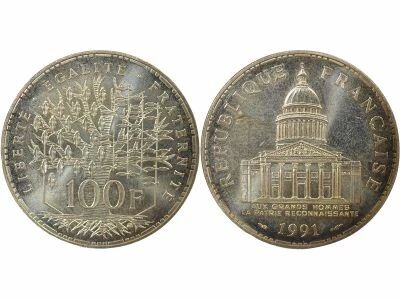 100 Silver Francs, Pantheon - 1991