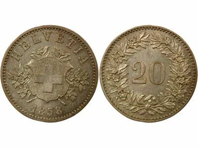 20 Rappen, Coat of Arms - 1858 B Bern