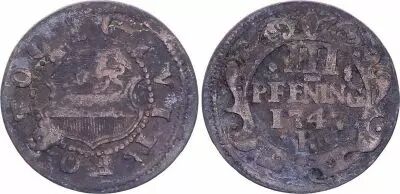 3 Pfennig  , Rostock - 1747 R