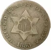 3 Silver Cents, 1st Type - 1853 Philadelphia