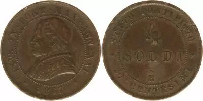 4 Soldi 1867 R Rome - Pape Pie IX