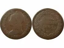 5 Centimes, Dupr&eacute; - Year 7/5, W Lille / A Paris, with Accent