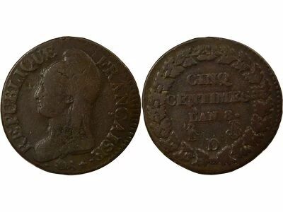 5 Centimes, Dupr�, Big diameter - Year 8 D Lyon