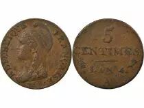 5 Centimes, Dupr&eacute;, Small diameter - Year 4 A Paris