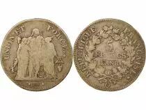 5 Francs, Union & Force, with Acorns - Year 8 Q Perpignan