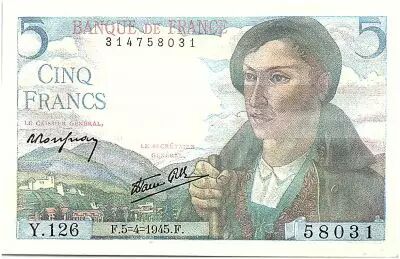 5 Francs Berger - 05-04-1945 S�rie Y.126 - NEUF