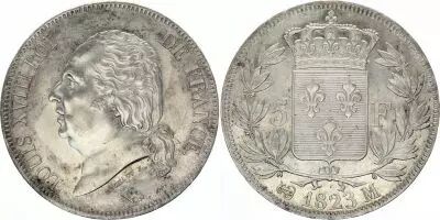 5 Francs Louis XVIII King of France - 1823 M Toulouse