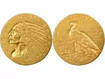 5 Gold Dollars, Indian Head - 1909 D Denver