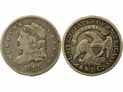 5 Silver Cents, Liberty Cap - 1835 Philadelphia