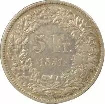 5 Silver Francs, Seated Helvetia - 1851 A Paris