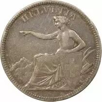 5 Silver Francs, Seated Helvetia - 1874 B. Bruxelles