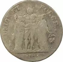 5 Silver Francs, Union & Force - Yea 9 L Bayonne