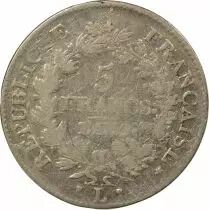 5 Silver Francs, Union & Force - Yea 9 L Bayonne