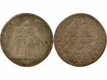5 Silver Francs, Union & Force - Year 10 K Bordeaux