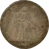 5 Silver Francs, Union & Force - Year 10 K Bordeaux