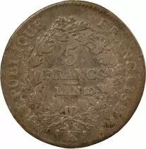 5 Silver Francs, Union & Force - Year 10 K Bordeaux