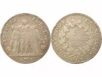 5 Silver Francs, Union & Force - Year 7 L Bayonne