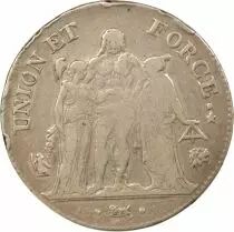 5 Silver Francs, Union & Force - Year 7 L Bayonne