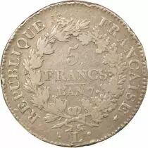 5 Silver Francs, Union & Force - Year 7 L Bayonne