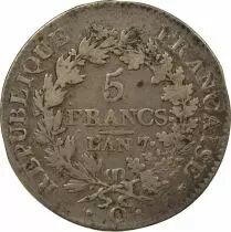 5 Silver Francs, Union & Force - Year 7 Q Perpignan