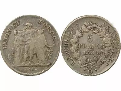 5 Silver Francs, Union & Force - Year 9 Q Perpignan