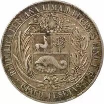5 Silver Pesetas - 1880 Lima
