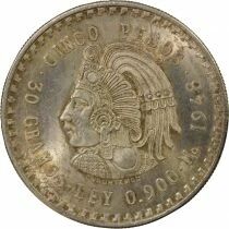 5 Silver Pesos, Cuauhtemoc - 1948 Mo Mexico