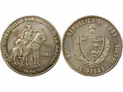 5 Silver Pesos, Don Quixote - 1982 Havana