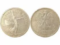 5 Silver Zlotych, Nike - 1928 Bruxels