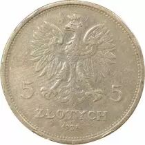 5 Silver Zlotych, Nike - 1928 Bruxels