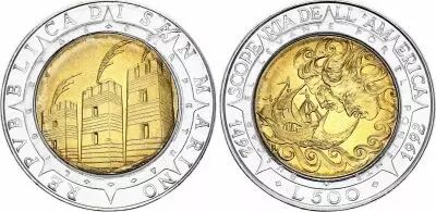 500 Lira - 1992 - 500 years since the discovery of America by Christopher Columbus