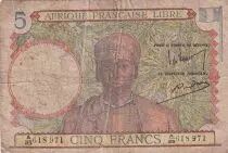 AEF 5 Francs - Afrique Fran&ccedil;aise Libre - 1941 - S&eacute;rie A 25