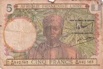AEF 5 Francs Afrique Française Libre - 1941 - Serial A 33 - P.6