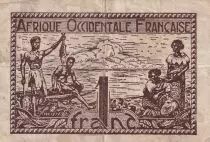 &Aacute;frica del oeste francesa 1 Franc - Brown - ND (1944)