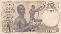 �frica del oeste francesa 10 Francs - Hunters - 27-12-1948 - Serial F.108 - P.37