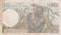 &Aacute;frica del oeste francesa 10 Francs - Hunters - 27-12-1948 - Serial J.60 - P.37
