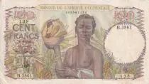 �frica del oeste francesa 100 Francs - African, pineapple - Family - 16-04-1948 - Serial B.3861 - VF - P.40