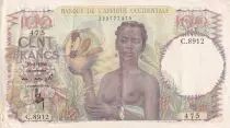 �frica del oeste francesa 100 Francs - African, pineapple - Family - 26-04-1950 - Serial C.8912 - VF - P.40