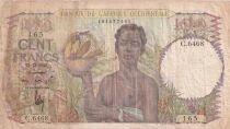 &Aacute;frica del oeste francesa 100 Francs - Woman carrying a bowl of fruit - Couple with a child - December 27, 1948 - Series C